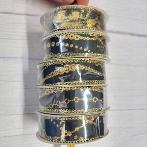 6x Black And Gold Ribbon 7/8 In x 9 Ft